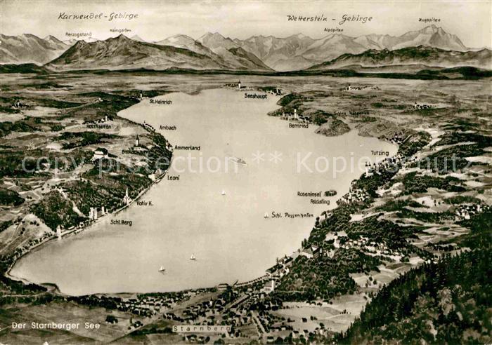 Starnbergersee Panoramakarte