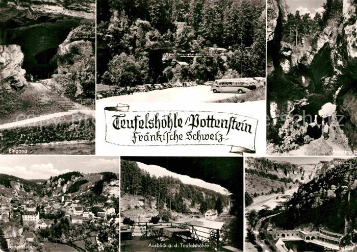 Pottenstein Oberfranken Teufelshoehle Eingang Panorama Schwimmbad