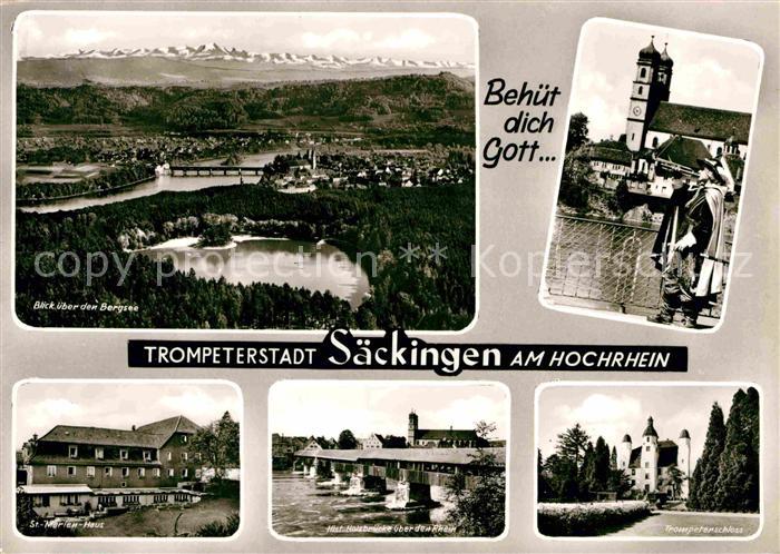 Bad Saeckingen Bergsee Sankt Marienhaus Historische Holzbruecke Trompeterschloss