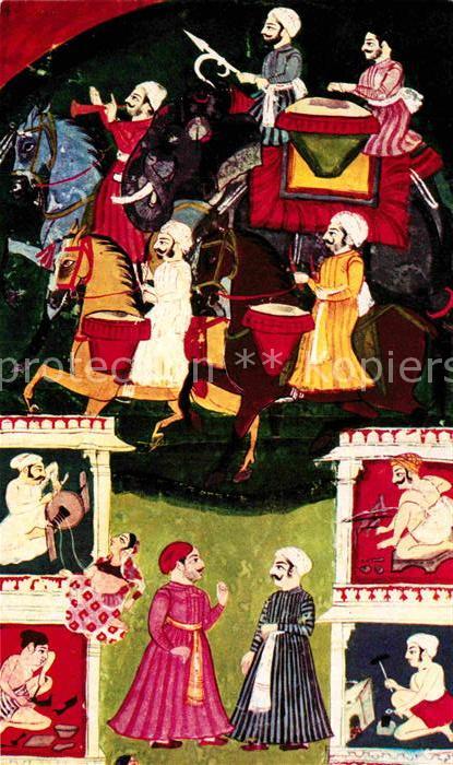 Kuenstlerkarte Shilpi Press Life in Udaipur 18th Century India