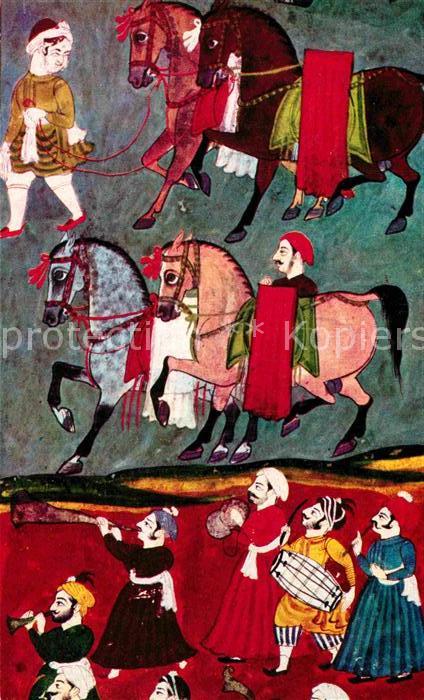 Kuenstlerkarte Shilpi Press Life in Udaipur 18th Century India