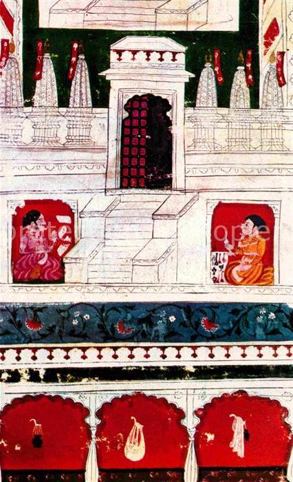 Kuenstlerkarte Shilpi Press Life in Udaipur 18th Century India