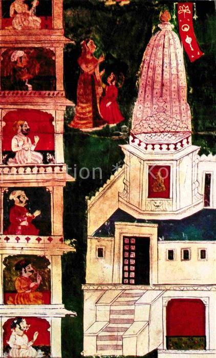 Kuenstlerkarte Shilpi Press Life in Udaipur 18th Century India