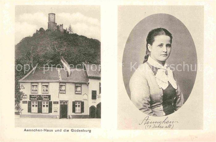Godesberg Bad Aennchen Haus und die Godesburg Gedicht Die Lindenwirtin Portrait