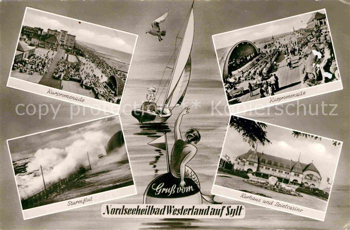 Westerland Sylt Kurpromenade Sturmflut Kurpromenade Kurhaus Spielcasino