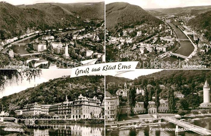 Bad Ems Lahnaufwaerts Lahnabwaerts Kurhaus Kurmittelhaus Quellenturm