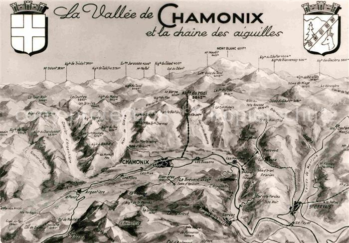 Chamonix La vallee et la chaine des aiguilles a vol d oiseau