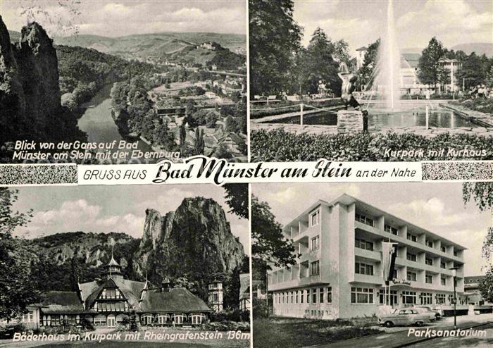 Bad Muenster Stein Ebernburg Panorama Blick von der Gans Kurpark Kurhaus Parksan