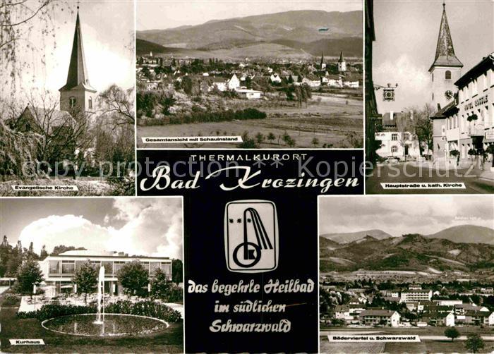 Bad Krozingen Gesamtansicht mit Schauinsland Kirche Kurhaus Baederviertel Heilba