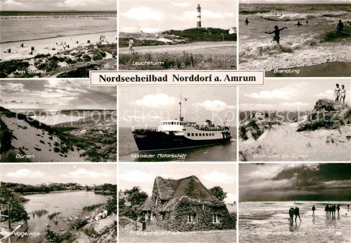 Norddorf Amrum Nordseeheilbad Strand Leuchtturm Duenen Seebaeder Motorschiff Bra