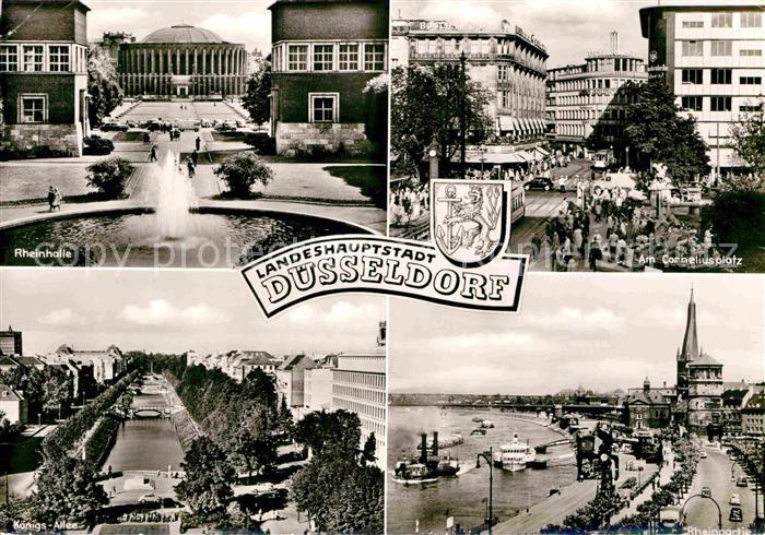 DuessELDORF  CITY Rheinhalle Corneliusplatz Rheinpartie Bootsanleger Koenigsalle