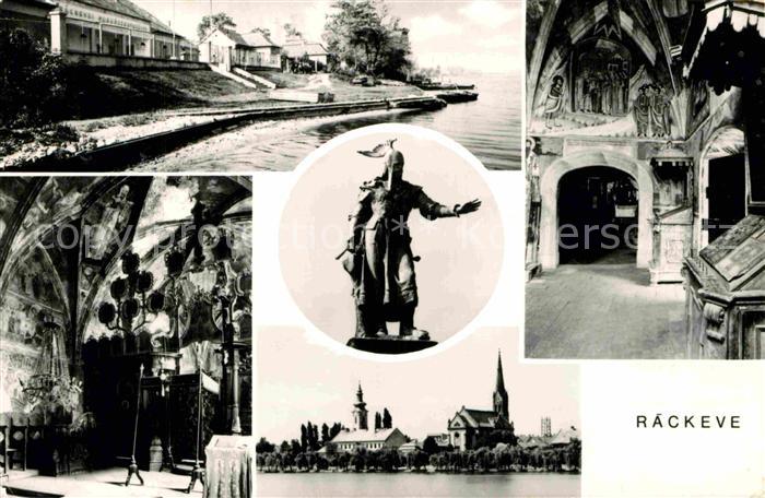 Rackeve Haeuserpartie an der Donau Schloss Innenansichten Statue Denkmal Kirche