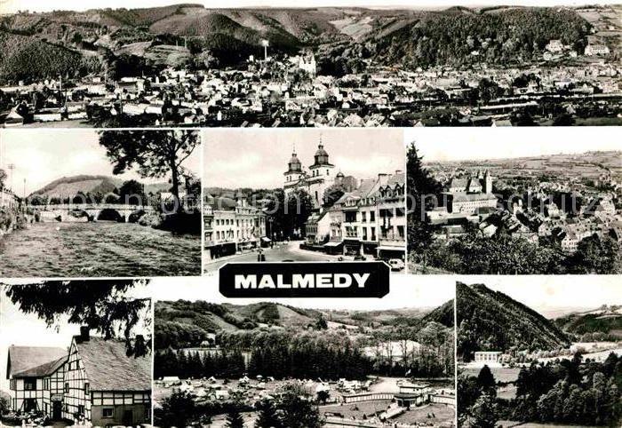Malmedy Wallonie Panorama Bruecke Kirche Schloss Fachwerkhaus