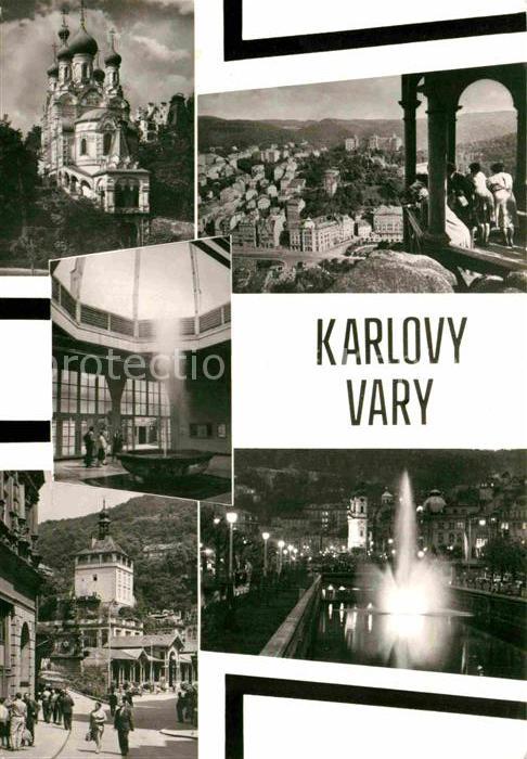 Karlovy Vary Russische Kirche Stadtblick Sprudel Marktplatz Schlossberg