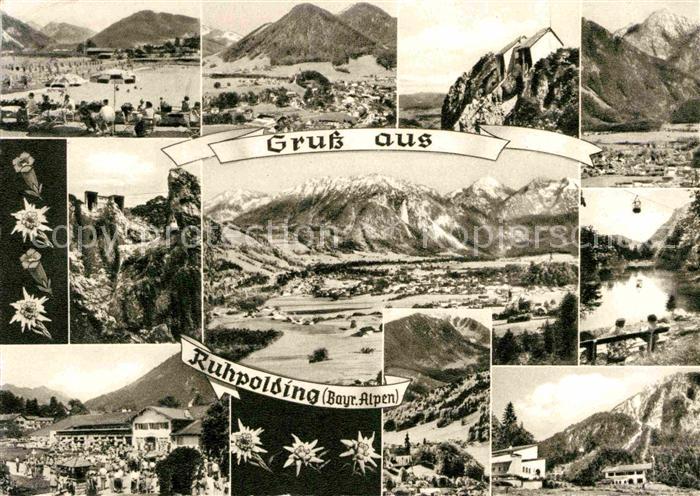 Ruhpolding Bayern Gesamtansicht mit Alpenpanorama See Bergbahn Berghotel Edelwei