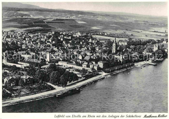 Eltville Rhein mit den Anlagen der Sektkellerei Matheus Mueller Luftbild