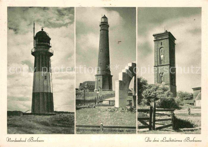BORKUM Nordseebad Niedersachsen Die drei Leuchttuerme der Insel