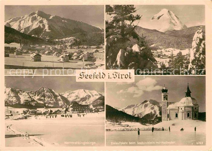 Seefeld Tirol Panorama mit Hocheder Hohe Munde Wettersteingebirge Eislaufplatz S