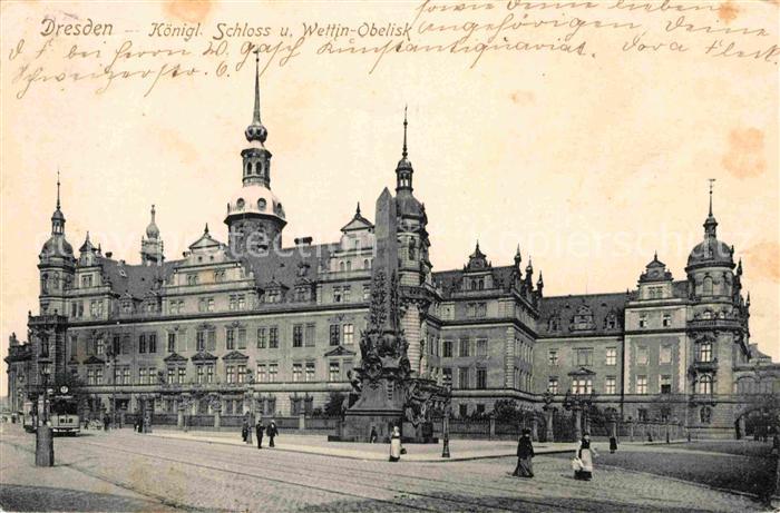 DRESDEN Elbe Koenigliches Schloss Wettin-Obelisk