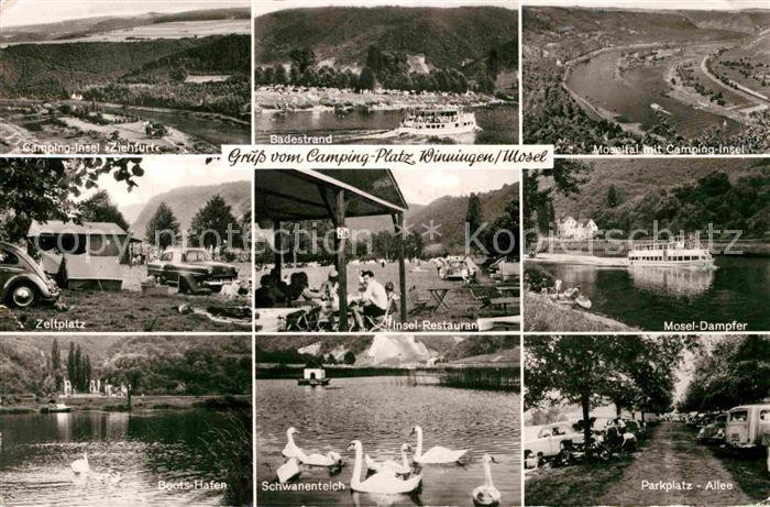 Winningen Mosel Campingplatz Fliegeraufnahme Schwanenteich Mosel Dampfer