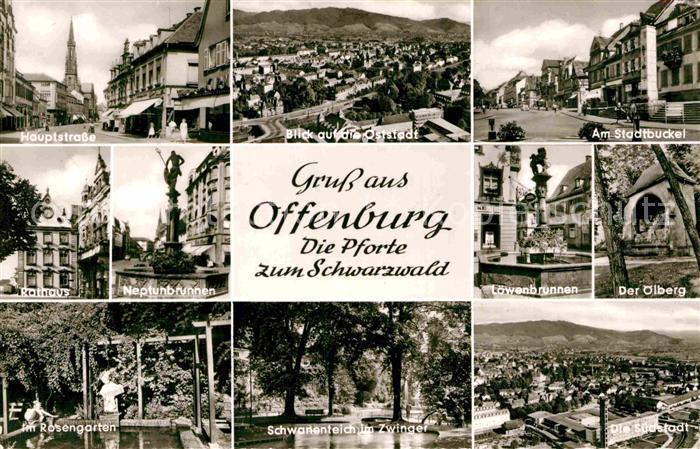 Offenburg Hauptstrasse Rathaus Neptunbrunnen Schwanenteichoelberg