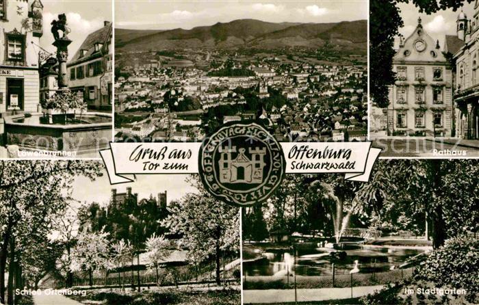 Offenburg Gesamtansicht Loewenbrunnen Stadtgarten %ra