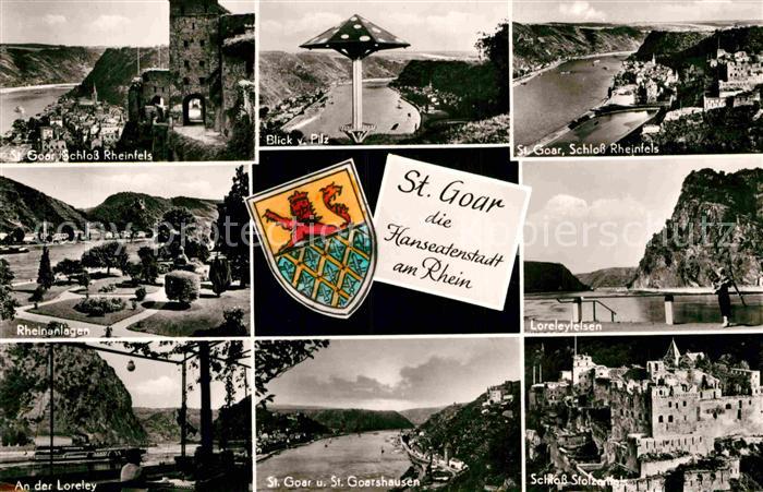St Goar Schloss Rheinfels Blick vom Pilz Loreley Schloss Stolzenfels