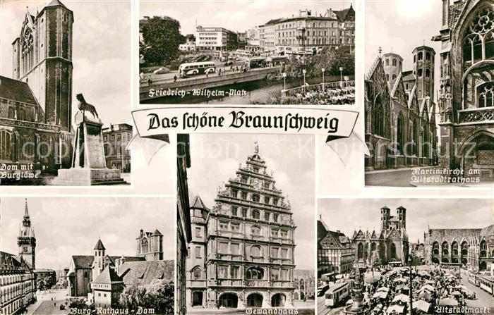 BRAUNSCHWEIG  CITY Dom Burgloewe Rathaus Gewandhaus Martinskirche Friedrich Wilh