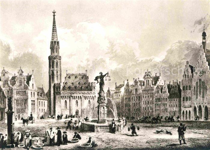 Frankfurt Main Kaiserdom Brunnen Marktplatz
