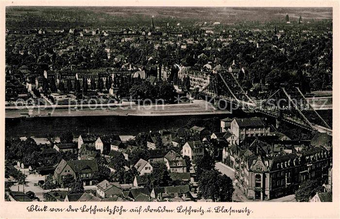 DRESDEN Elbe Blick von der Loschwitzhoehe auf Dresden Loschwitz und Blasewitz El