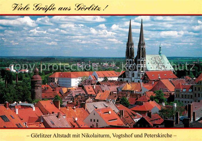 Goerlitz Sachsen Altstadt mit Nikolaiturm Vogtshof Peterskirche