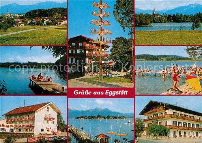 Eggstaett Oberbayern Panorama Hartsee Alpenblick Maibaum Badesteg Hotel