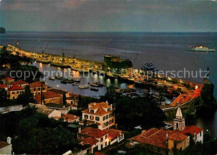 Funchal Vista do porto Hafen Nachtaufnahme