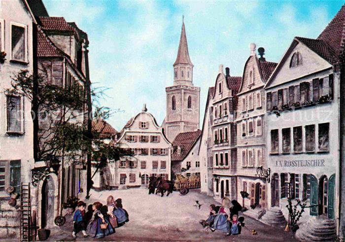 Fuerth Bayern Marktplatz Fachwerk Serie Nach alten Motiven Kuenstlerkarte