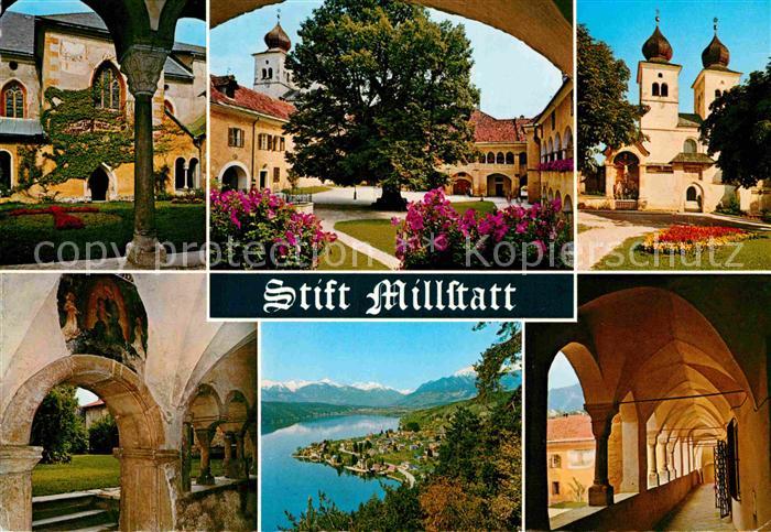 Millstatt Millstaettersee Benediktinerstift Kreuzgang Landschaftspanorama mit Al