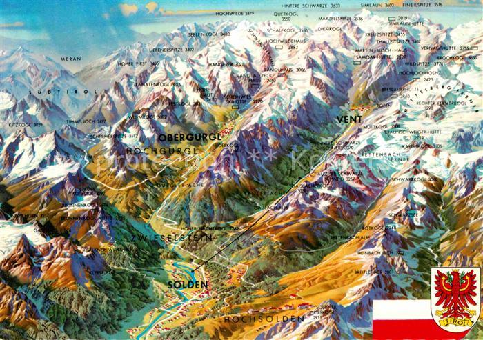 Soelden oetztal Inneroetztaler Panorama von Norden nach Sueden aus der Vogelpers