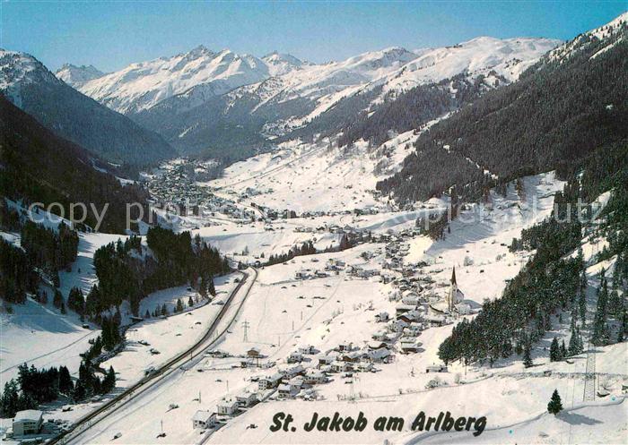 St Jakob Arlberg Winterpanorama Alpen mit St Anton und Kaltenberg Fliegeraufnahm