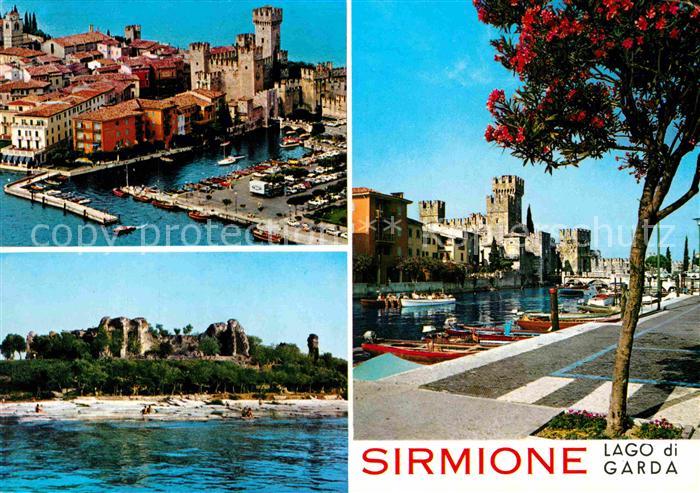 Sirmione Lago di Garda Hafen Schloss Strand