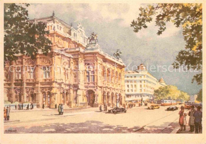 Wien Staatsoper nach einem Aquarell von Karl Schwetz Kuenstlerkarte