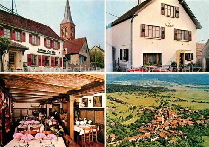 Dimbsthal Hotel Restaurant Au Cerf d Or Kirchturm Fliegeraufnahme