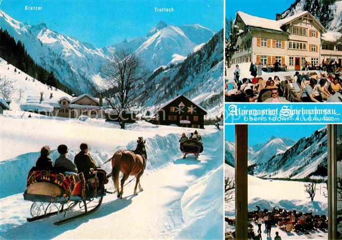 Oberstdorf Alpengasthof Spielmannsau Pferdeschlitten Winterpanorama Allgaeuer Al