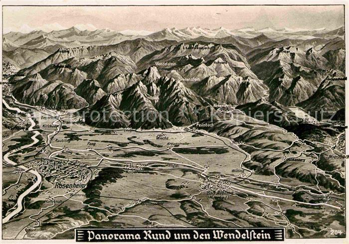 Wendelstein Berg Rund um den Wendelstein Panoramakarte Nr 204 aus der Vogelpersp