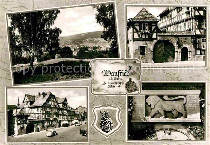 Wanfried Panorama Alte Haeuser Fachwerkhaeuser Relief Wappen