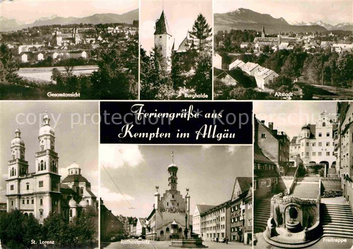 Kempten Allgaeu Gesamtansicht Burghalde Altstadt St Lorenz Kirche Rathausplatz F