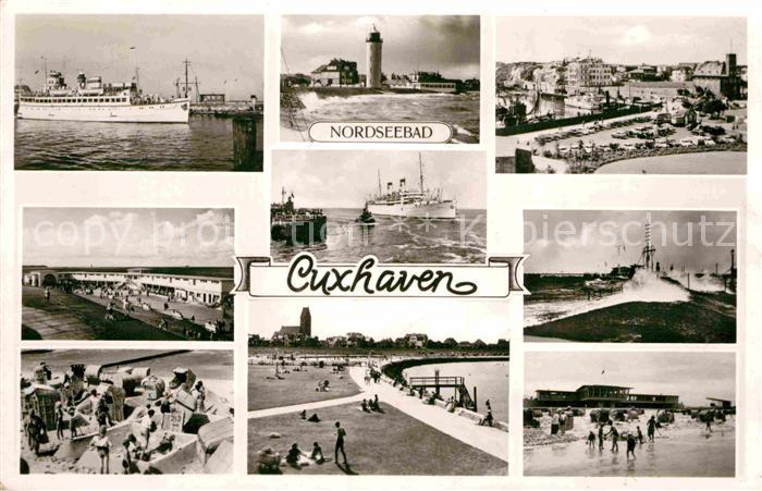Cuxhaven Nordseebad Personenschiff Strandpromenade Strandbad Brandung