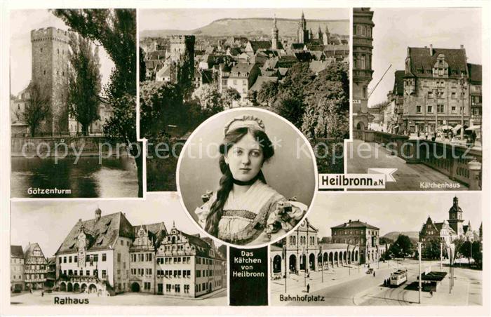 Heilbronn Neckar Goetzenturm Rathaus Kaetchenhaus Bahnhofsplatz