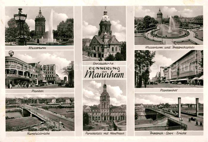 MANNHEIM BW Plankenhof Paradeplatz Wasserturm Kurpfalzbruecke