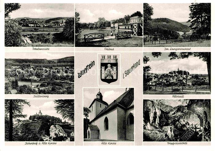 Warstein Gesamtansicht Stillenberg Alte Kirche Tropfsteinhoehle Altstadt