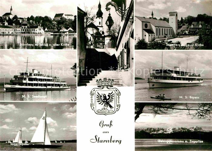 Starnberg Starnbergersee Bayern Schloss Kirche Motorschiffe Seeshaupt und Bayern
