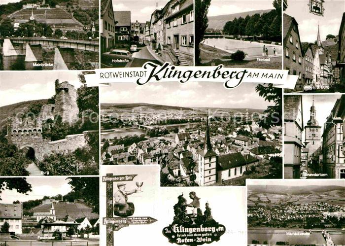 Klingenberg Main Mainbruecke Burg Freibad Panorama Hofstrasse Festwiese